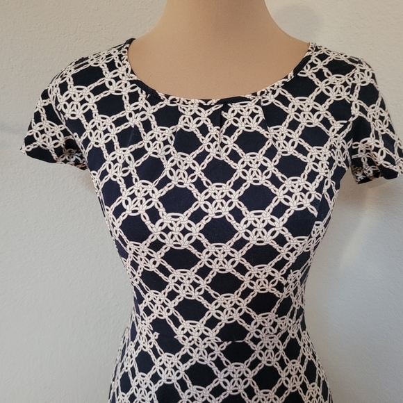Talbots Navy and White Fit and Flare Dress - Picture 4 of 7